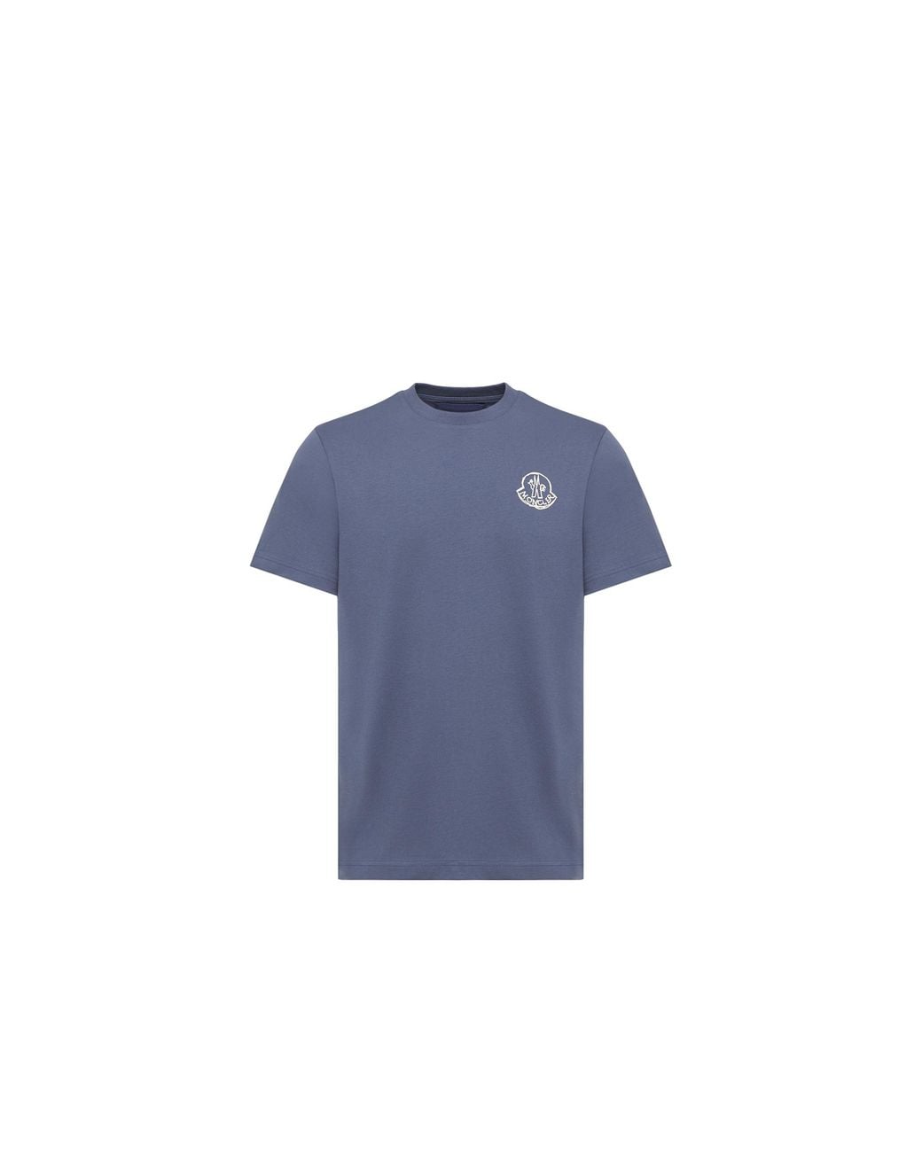 Moncler Blue Moncler Cotton Jersey Logo Patch T-Shirt for men