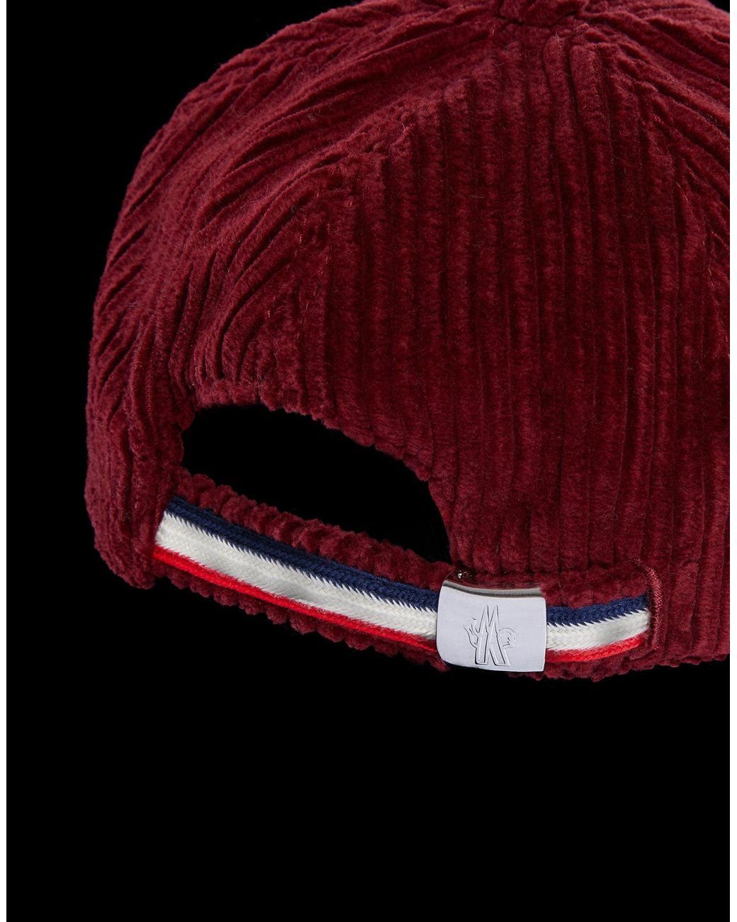 Moncler Corduroy Baseball Hat in Maroon 