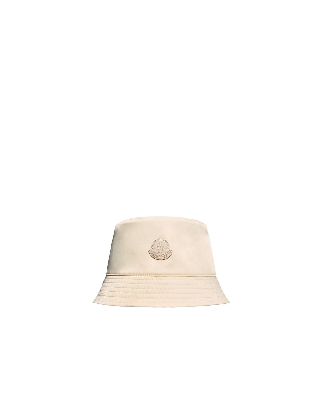 Moncler Natural Moncler Leather Logo Gabardine Bucket Hat