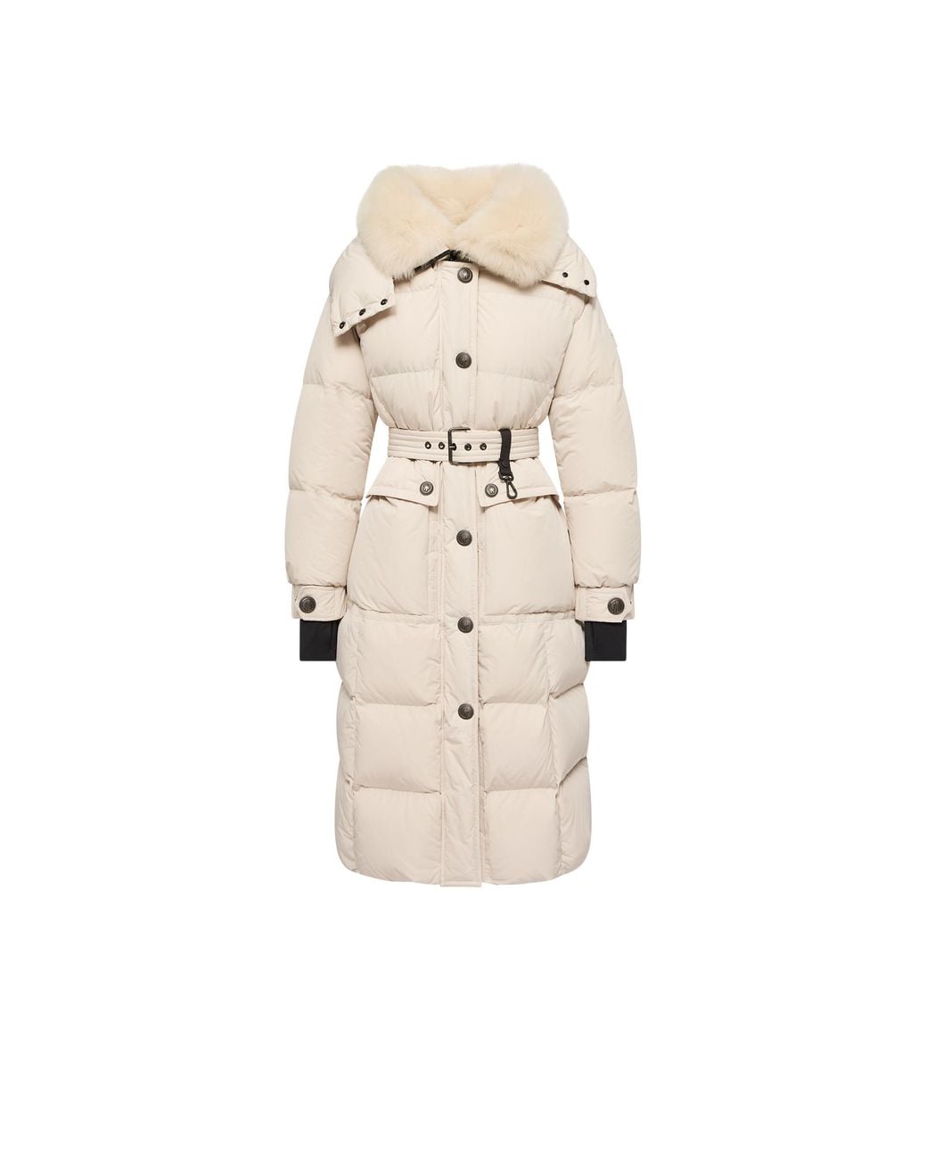 Moncler Natural Moncler Gelisette Shearling-Trimmed Long Down Jacket