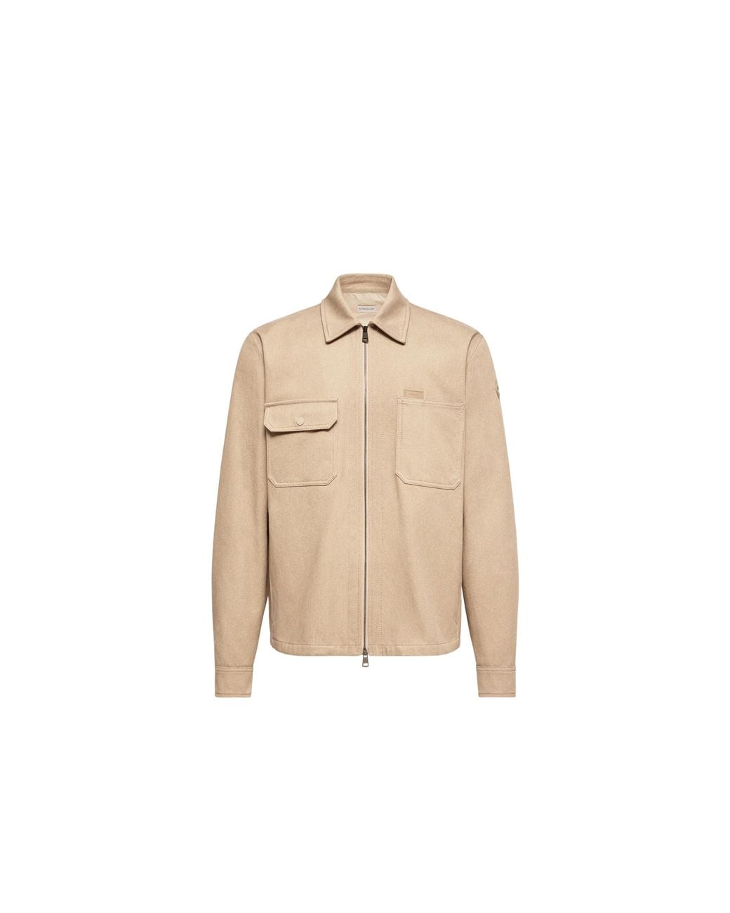 Moncler Natural Moncler Leather Logo Cotton Shirt Jacket for men