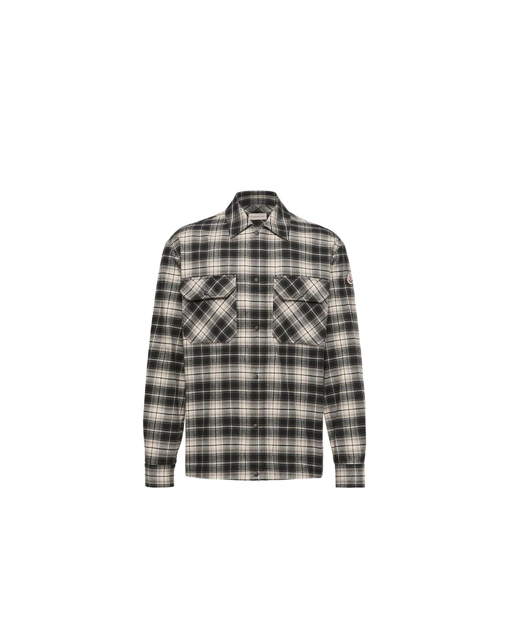 Moncler Gray Moncler Check Cotton Flannel Zip-Up Shirt for men