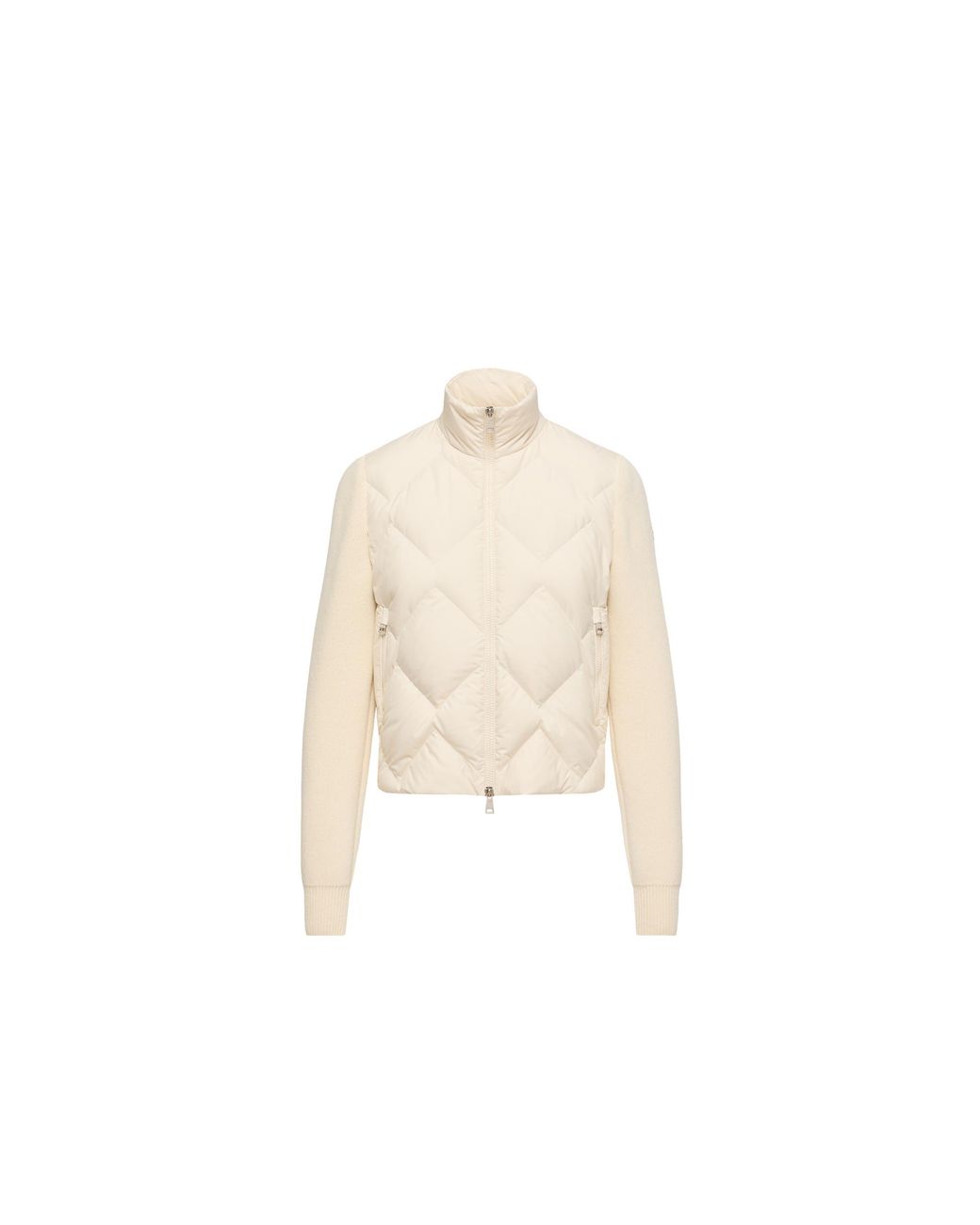 Moncler Natural Moncler Wool & Cashmere Padded Zip-Up Cardigan