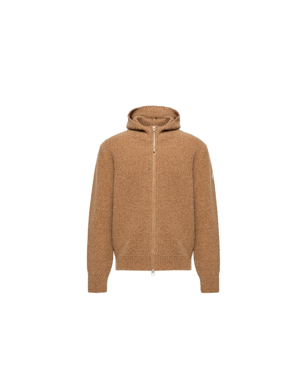 Moncler Brown Moncler Bouclé Wool Blend Zip-Up Hoodie for men