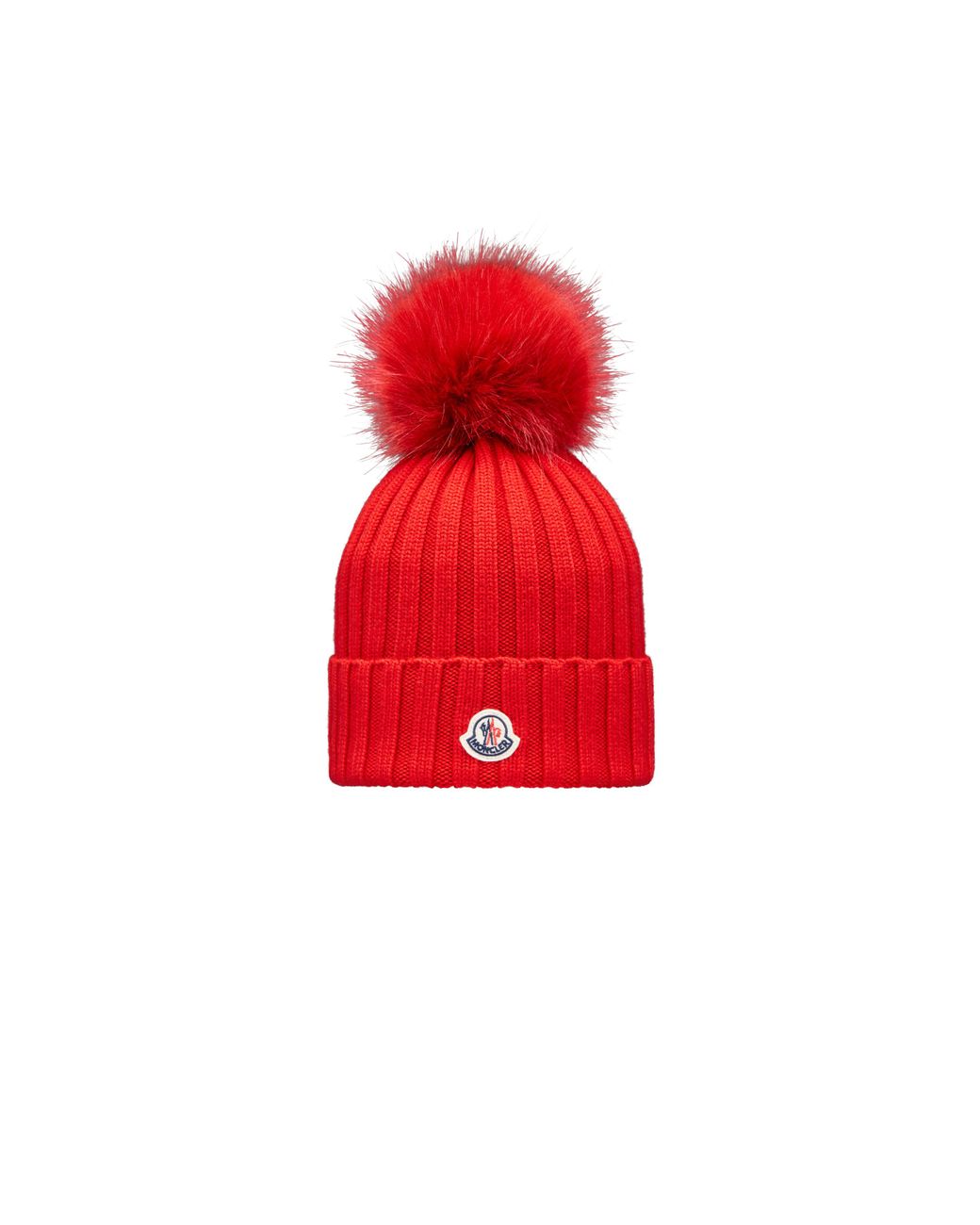 Moncler Beanie With Pom Pom in Red | Lyst