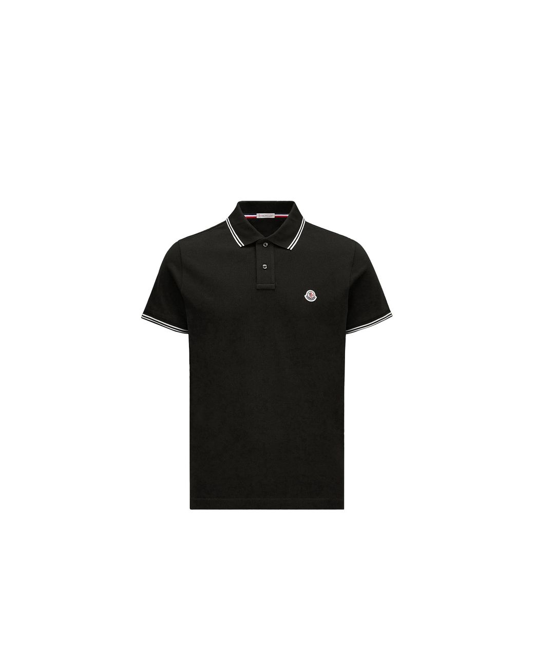 Moncler Black Moncler Logo Patch Cotton Polo Shirt for men