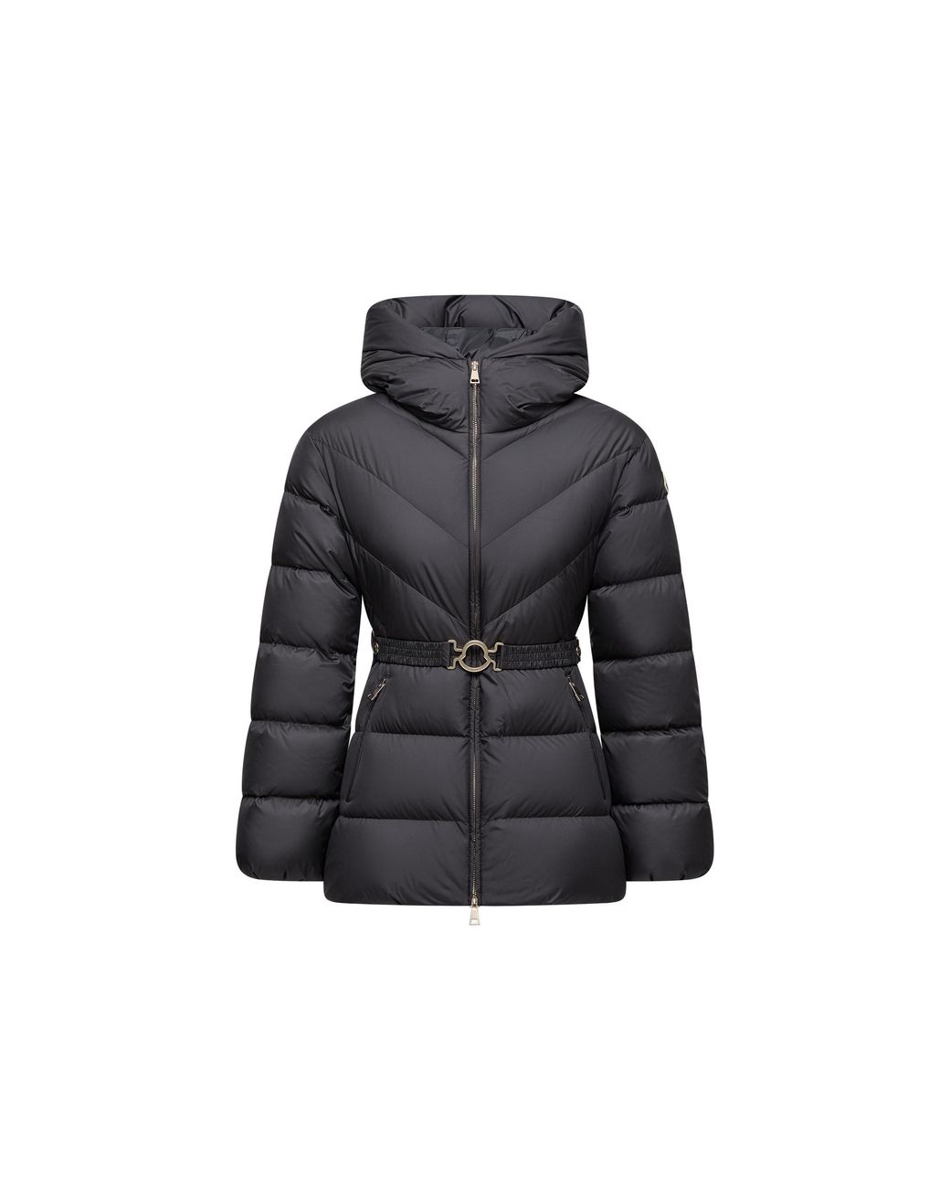 Moncler Black Moncler Brosse Diagonal-Quilted Hooded Short Down Jacket