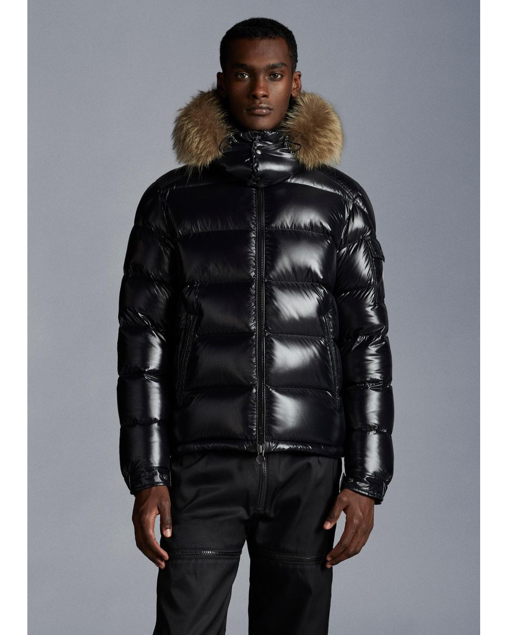 Moncler Maya Fur Short Down Jacket in Black for Men | Lyst