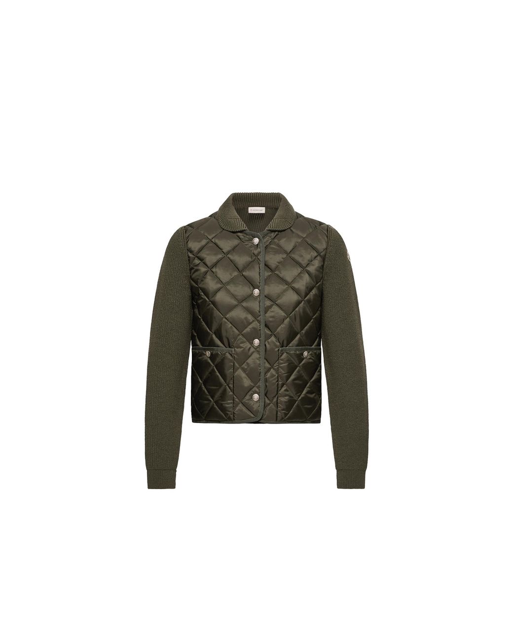 Moncler Green Moncler Diamond Quilted Padded Wool Cardigan