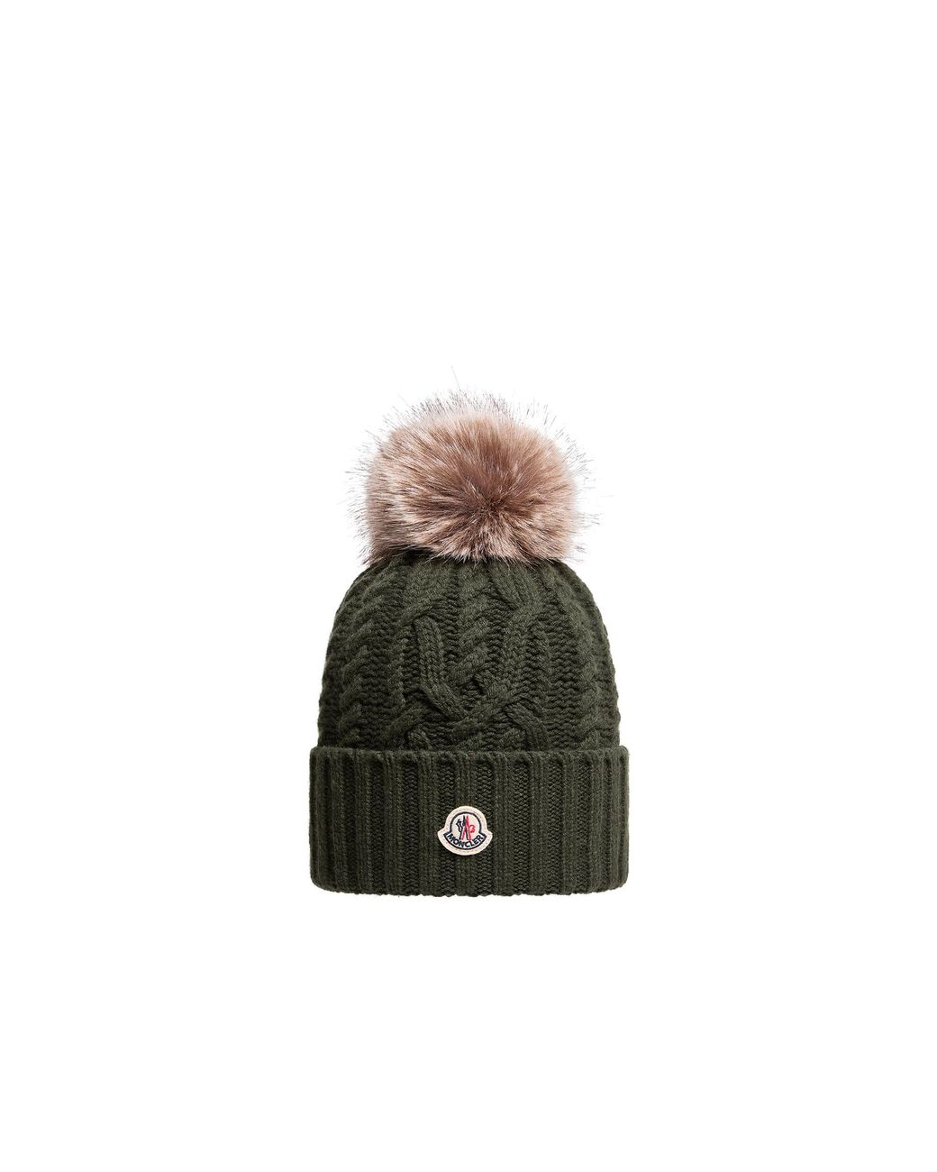Moncler Green Moncler Wool & Cashmere Blend Beanie With Pom Pom