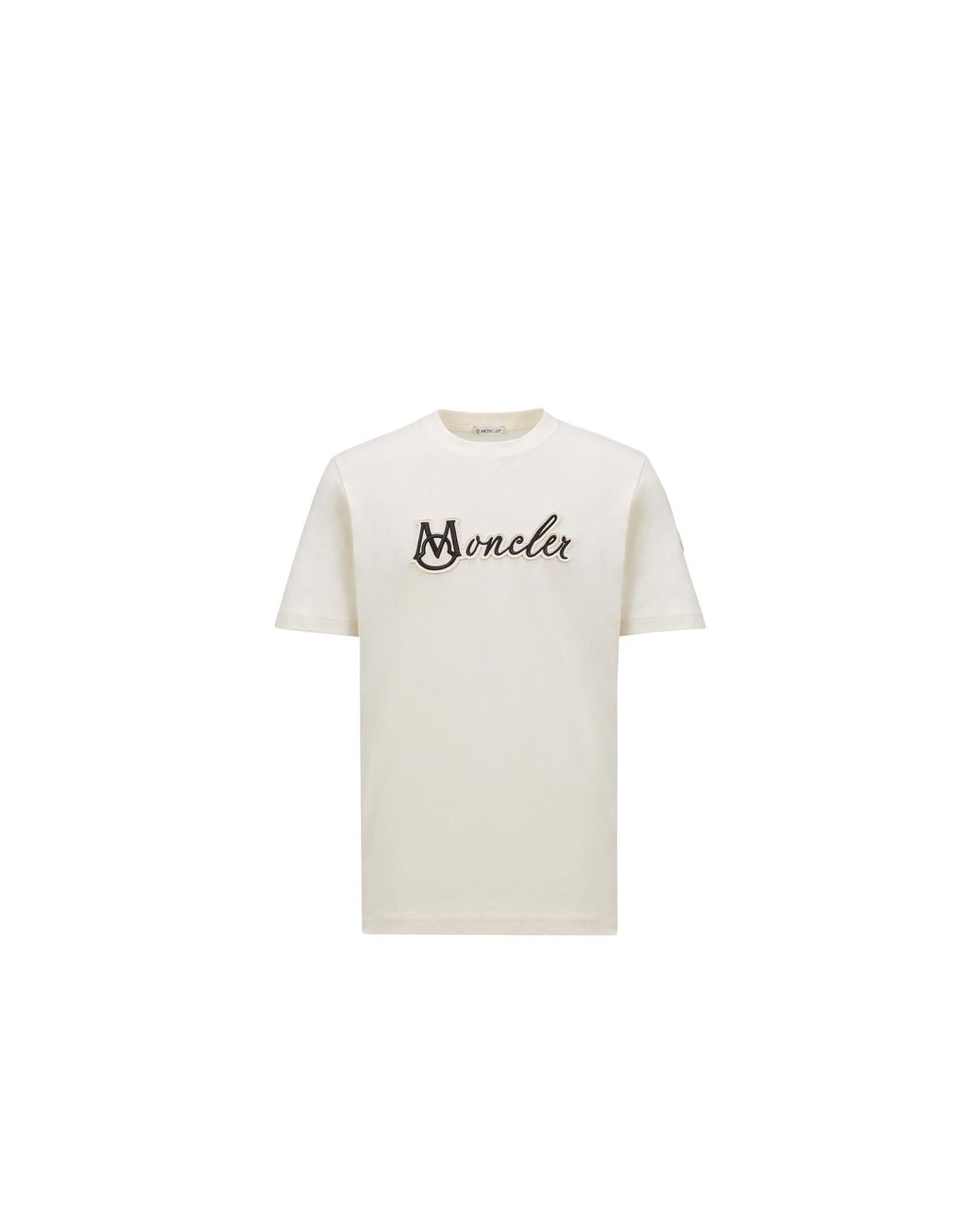 Moncler Embroidered Varsity Logo Cotton T-Shirt in White for Men