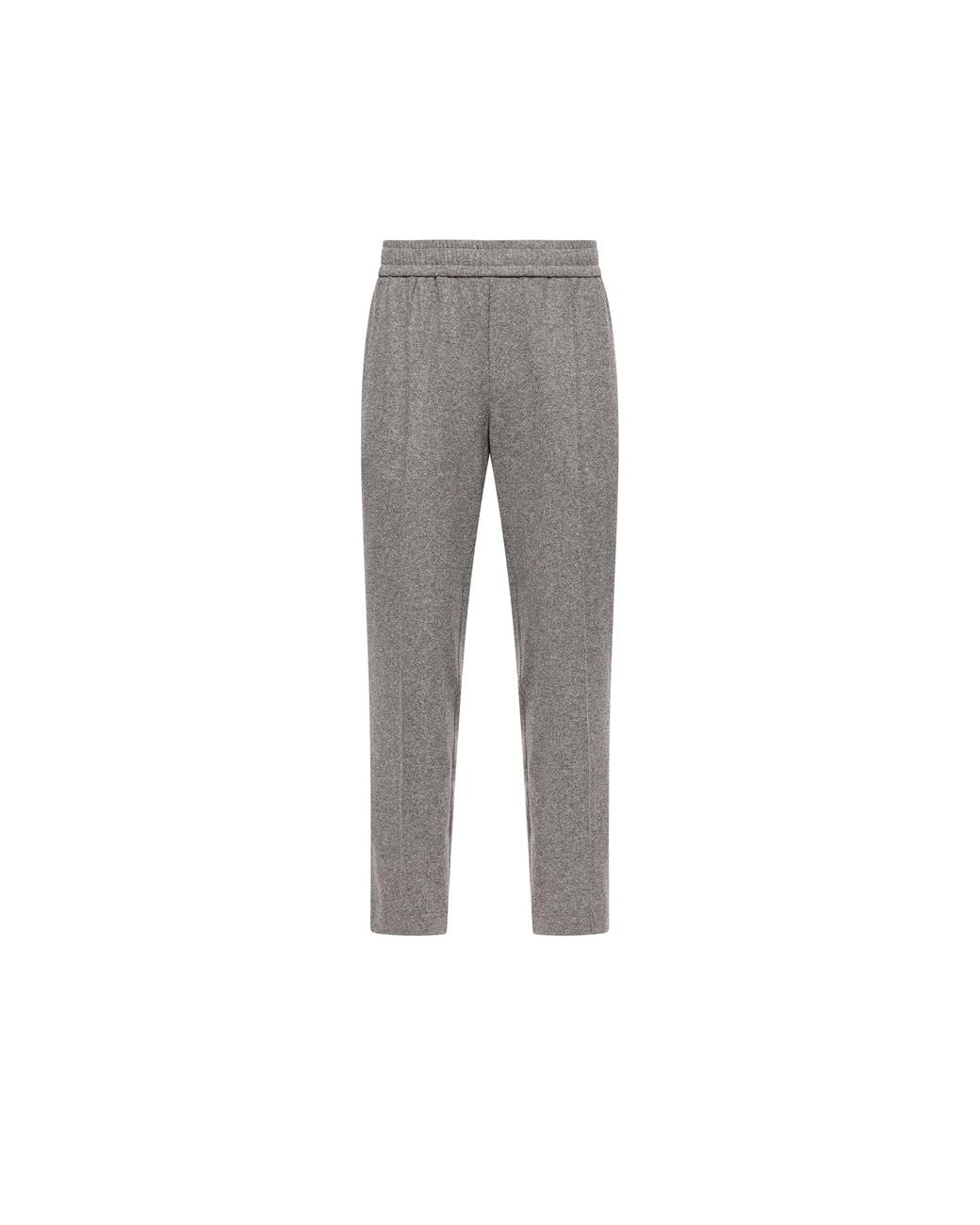 Moncler Gray Moncler Leather Logo Flannel Pants for men