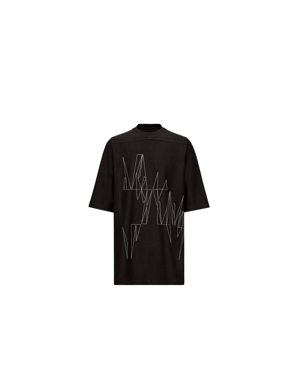 Moncler Black T-Shirt With Geometric Embroidery