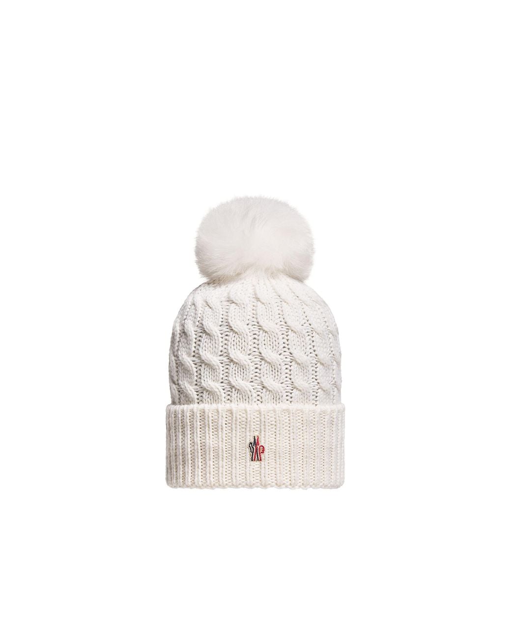 Moncler White Moncler Wool Beanie With Pom Pom