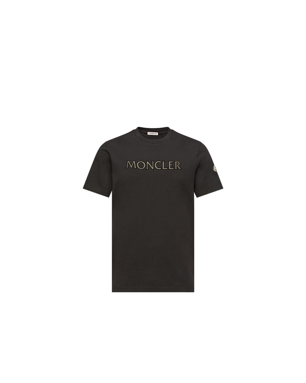 Moncler Black Moncler Logo Print Cotton T-Shirt for men