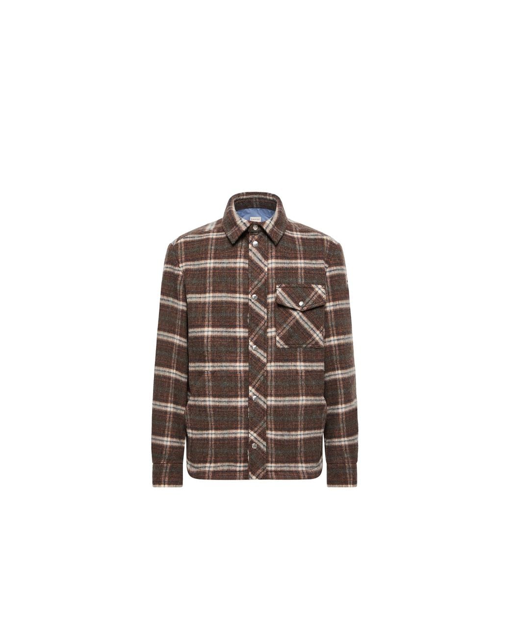 Moncler Brown Moncler Check Wool Shirt Jacket for men