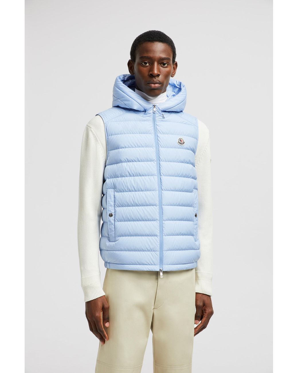 Moncler Bourget Hooded Down Vest in Blue for Men | Lyst UK