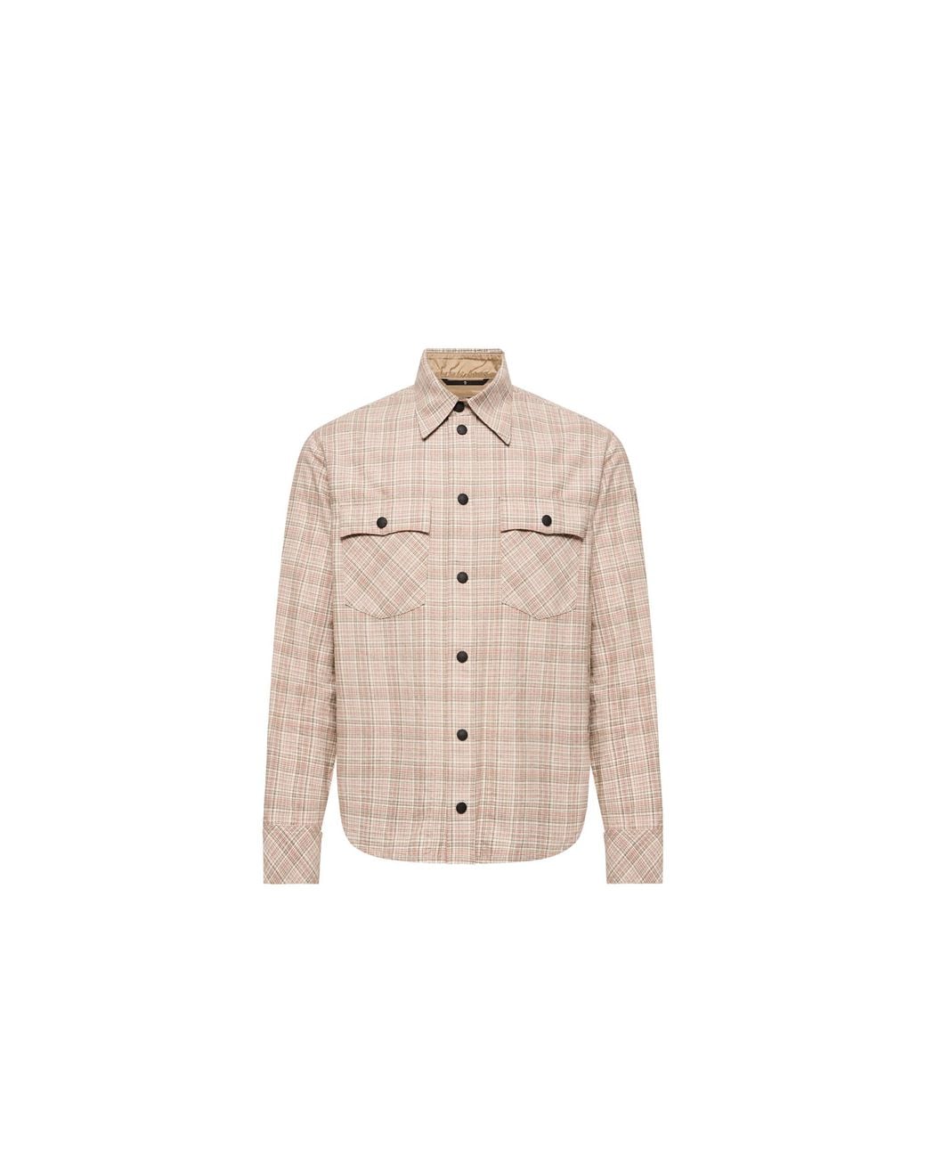 Moncler Natural Moncler Long Sleeve Check Cotton Shirt for men