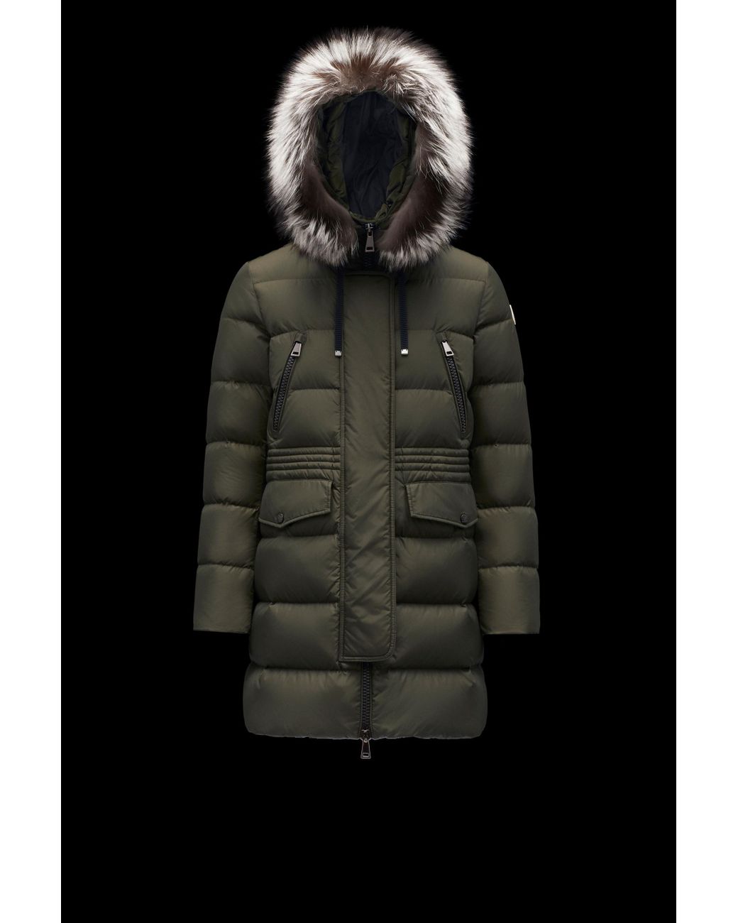 Moncler Aphroti Long Down Jacket in Green | Lyst