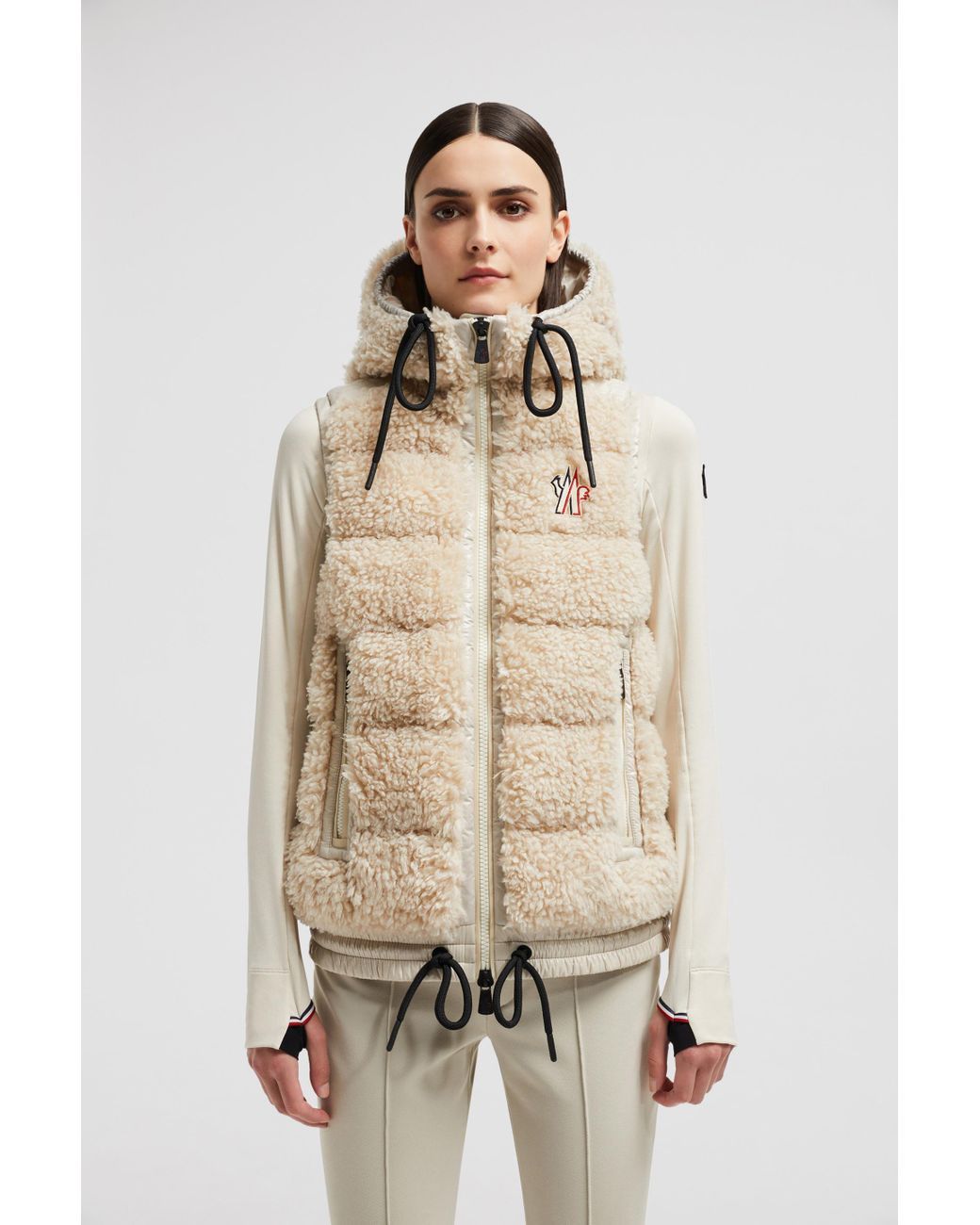 Moncler Plush Teddy Fleece Down-Filled Gilet in Natural | Lyst Canada