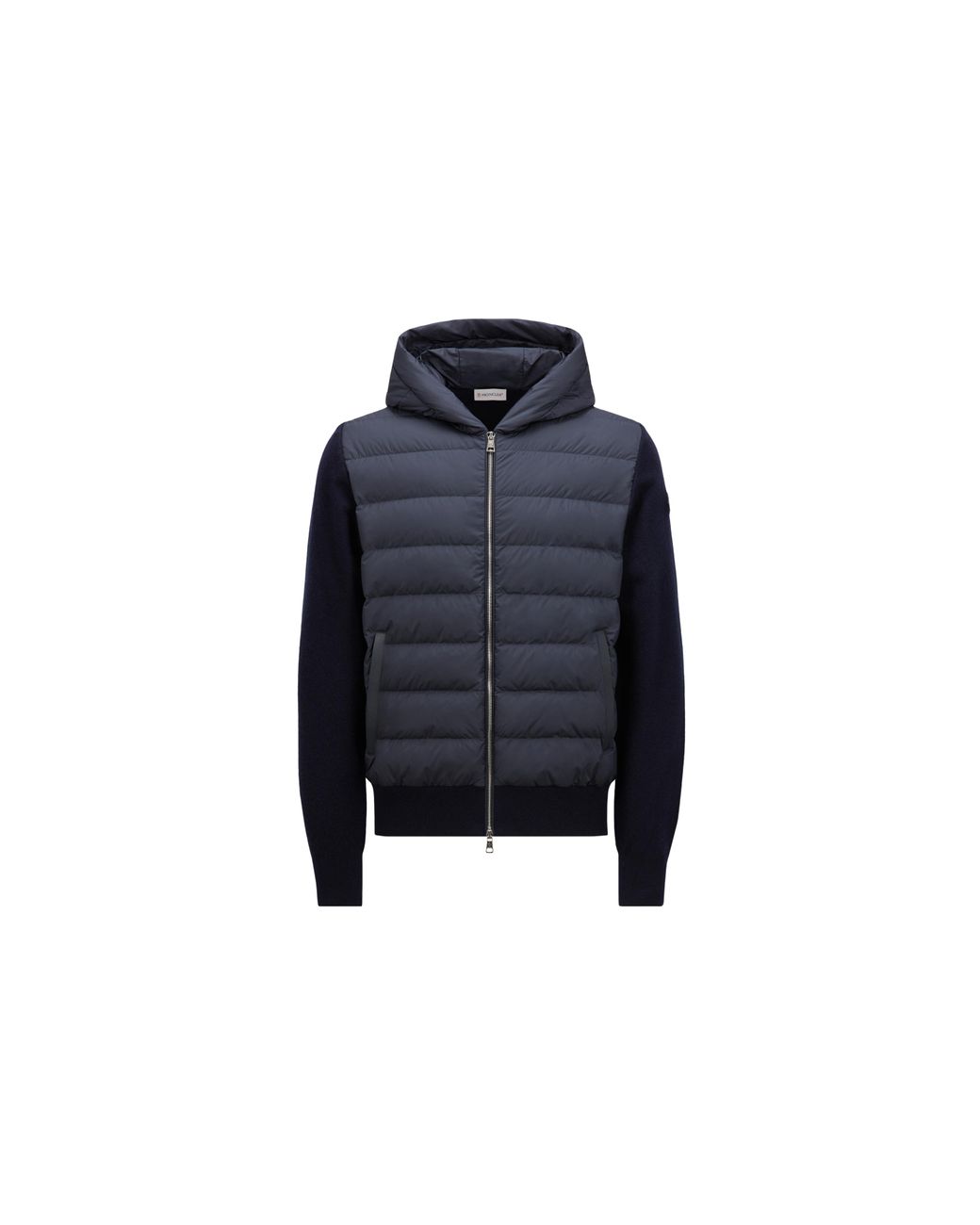 Moncler Wool & Cashmere Padded Zip-Up Hoodie in Blue for Men