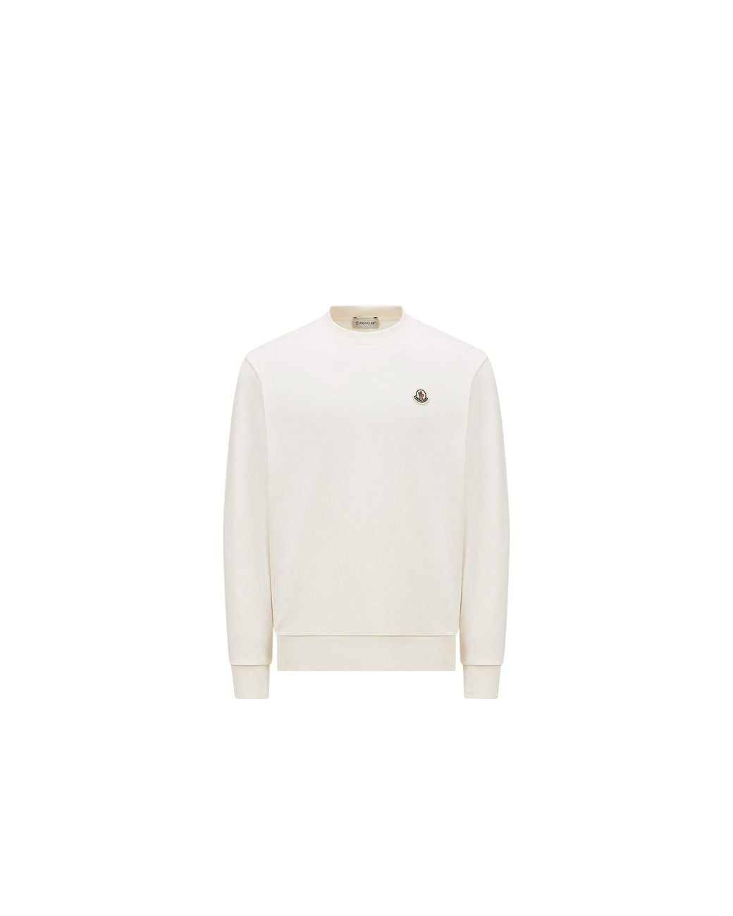 Moncler White Logo Patch Crewneck Sweatshirt for men