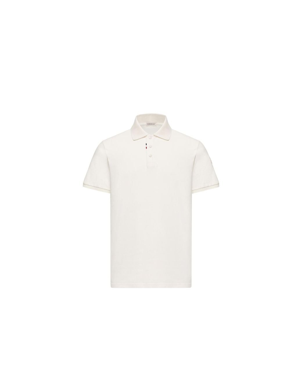 Moncler White Moncler Logo Cotton Piquet Polo Shirt for men