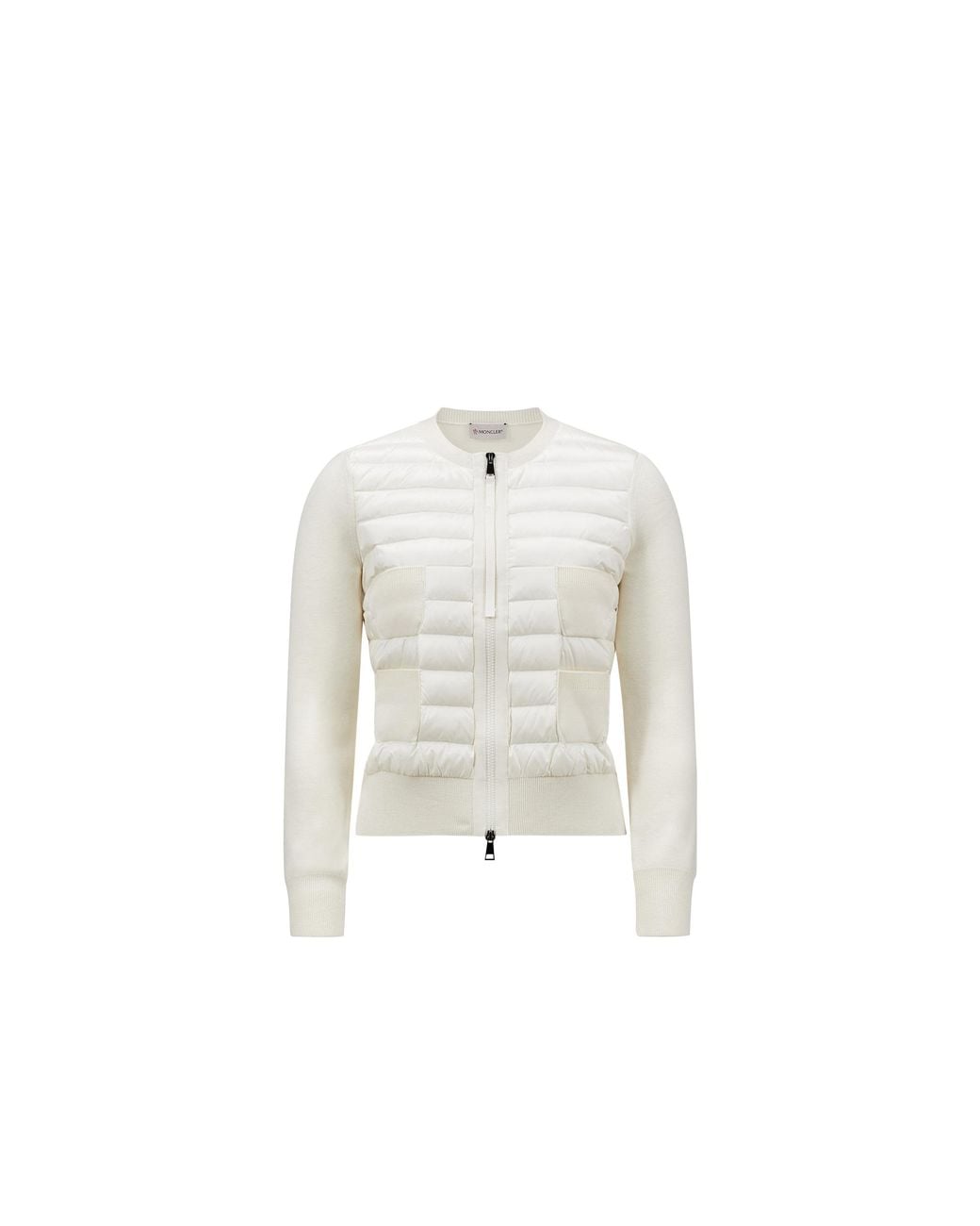Moncler White Moncler Padded Wool Zip-Up Cardigan