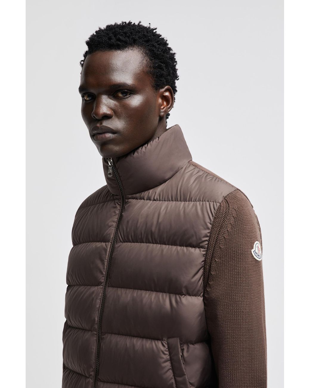 Moncler Padded Cotton Cardigan in Brown for Men Lyst