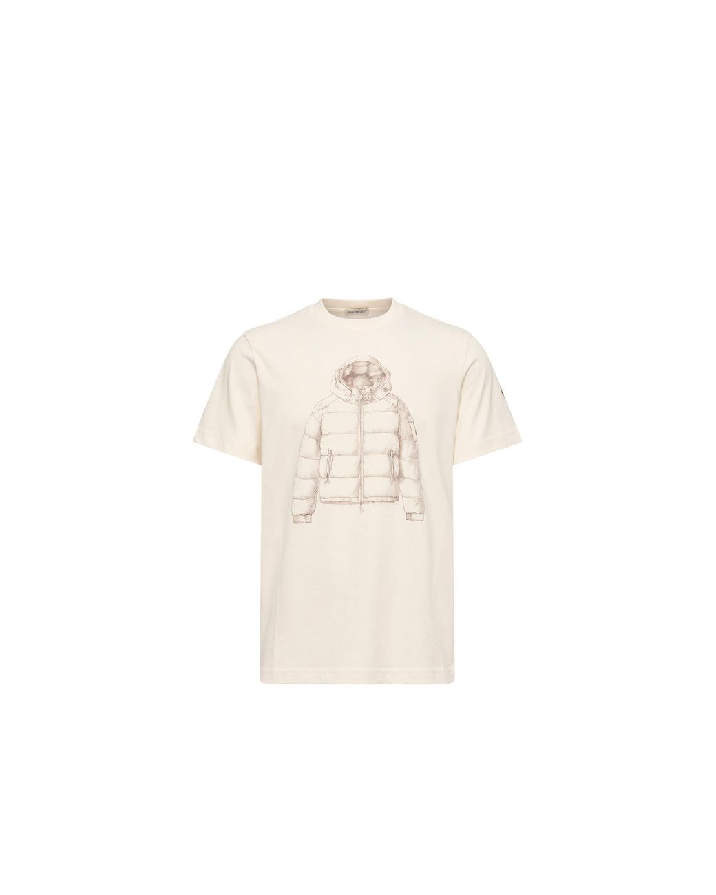 Moncler Natural Moncler Down Jacket Print Cotton T-Shirt for men