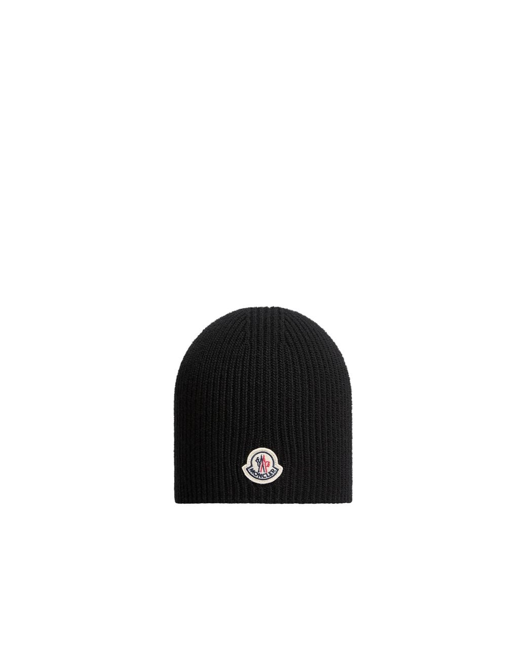 Moncler Black Moncler Logo Wool Beanie for men
