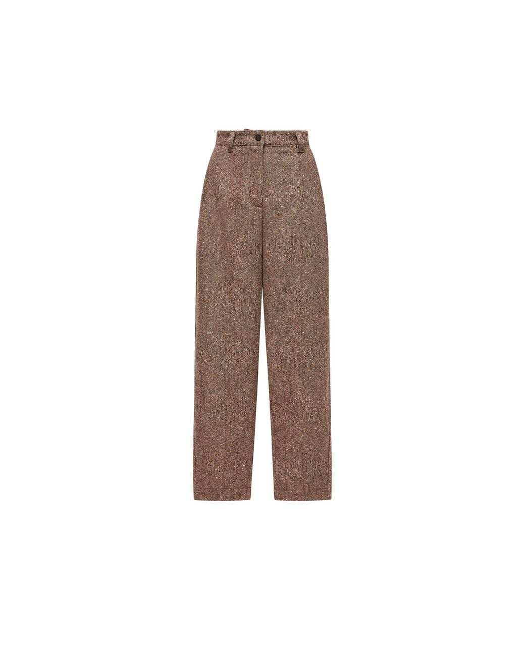 Moncler Brown Moncler Straight-Leg Wool Trousers