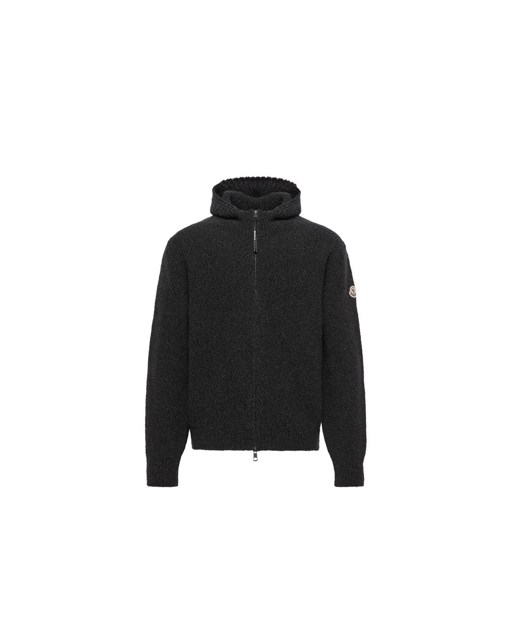 Moncler Black Moncler Bouclé Wool Blend Zip-Up Hoodie for men