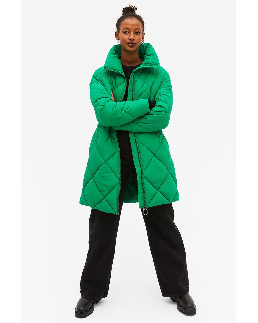 Green shop oversized coat