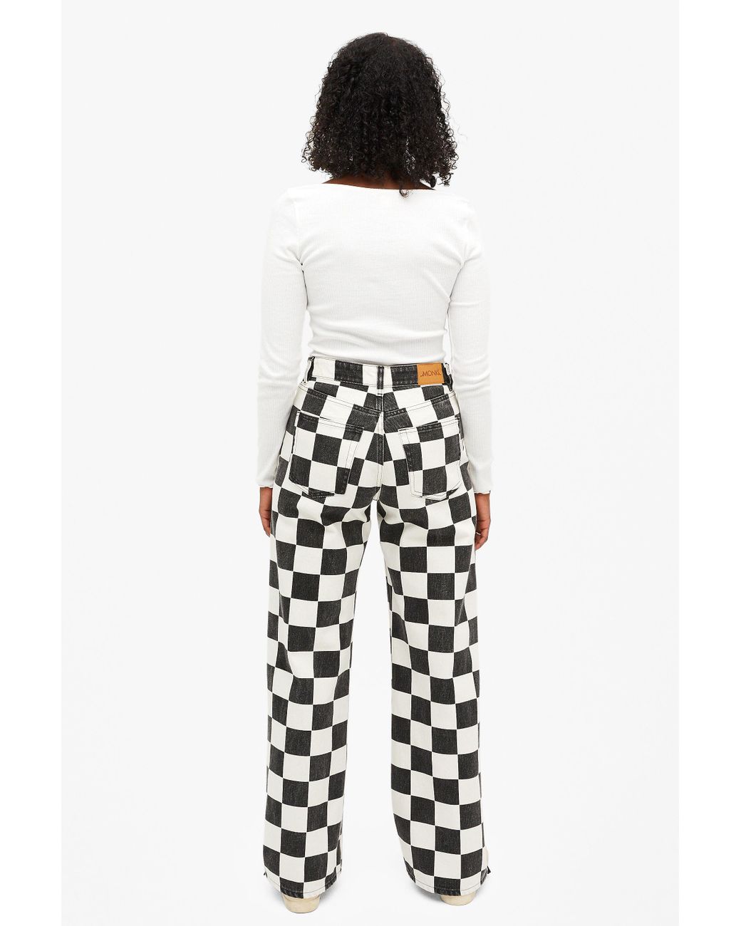 Monki Denim Yoko Checkerboard Jeans 