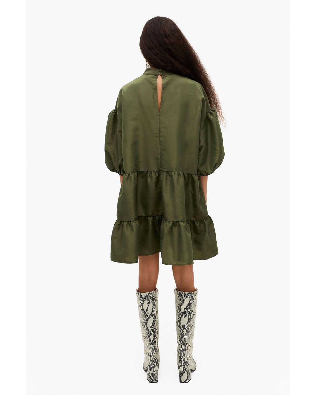 Monki Mini Trapeze Dress in Dark Green 