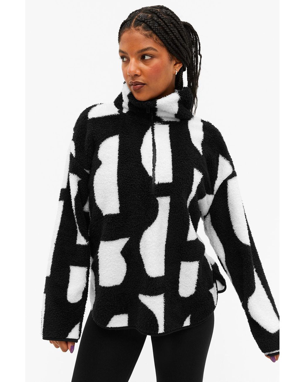 Black and white fleece jacket clearance