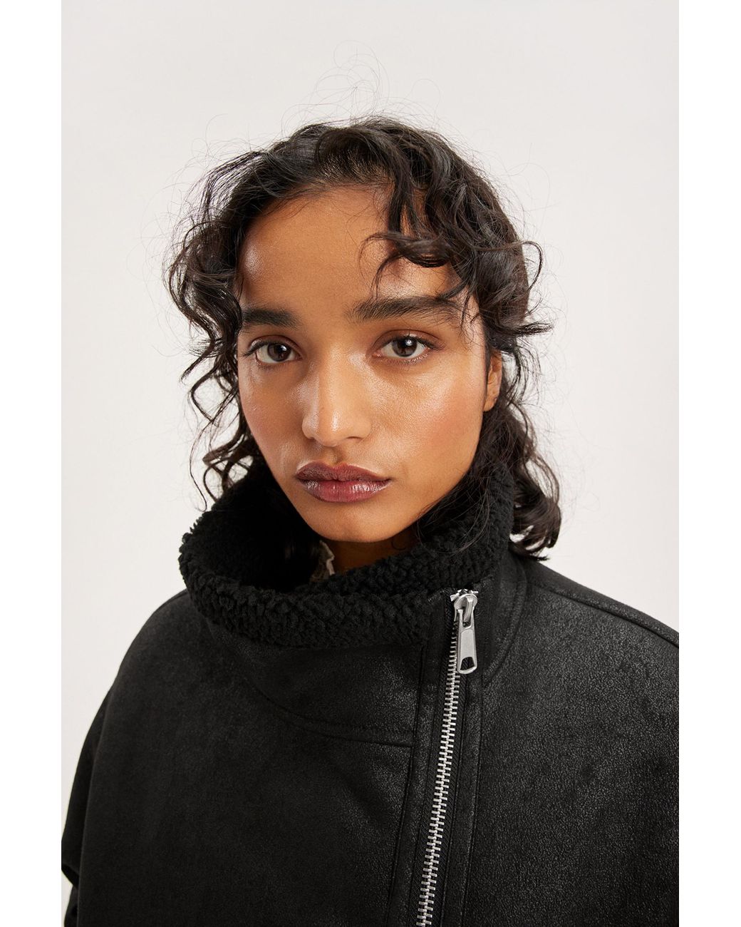Monki Stand Collar Aviator Jacket in Black Lyst Canada
