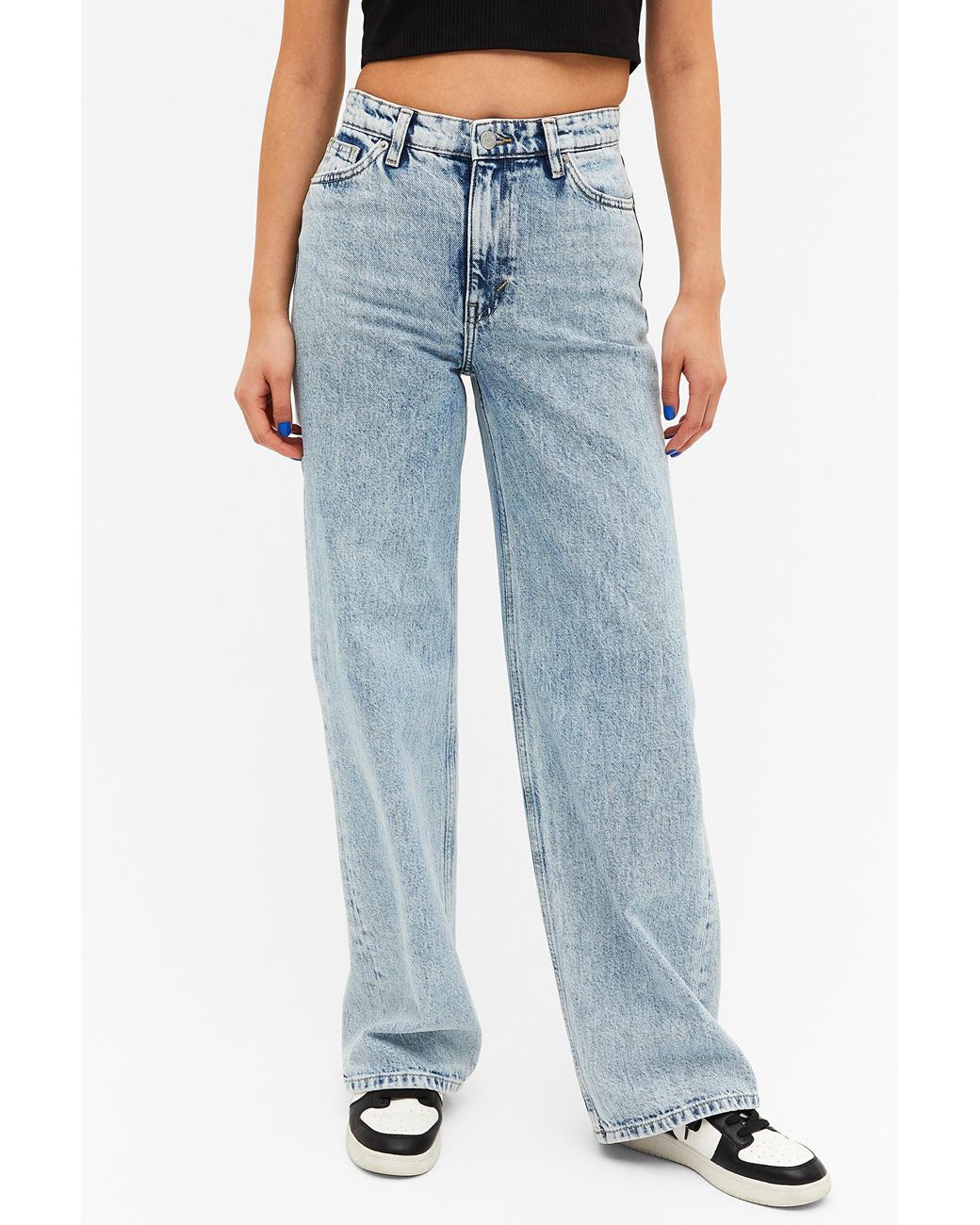 Monki Yoko High Waist Wide Light Blue Jeans | Lyst Canada