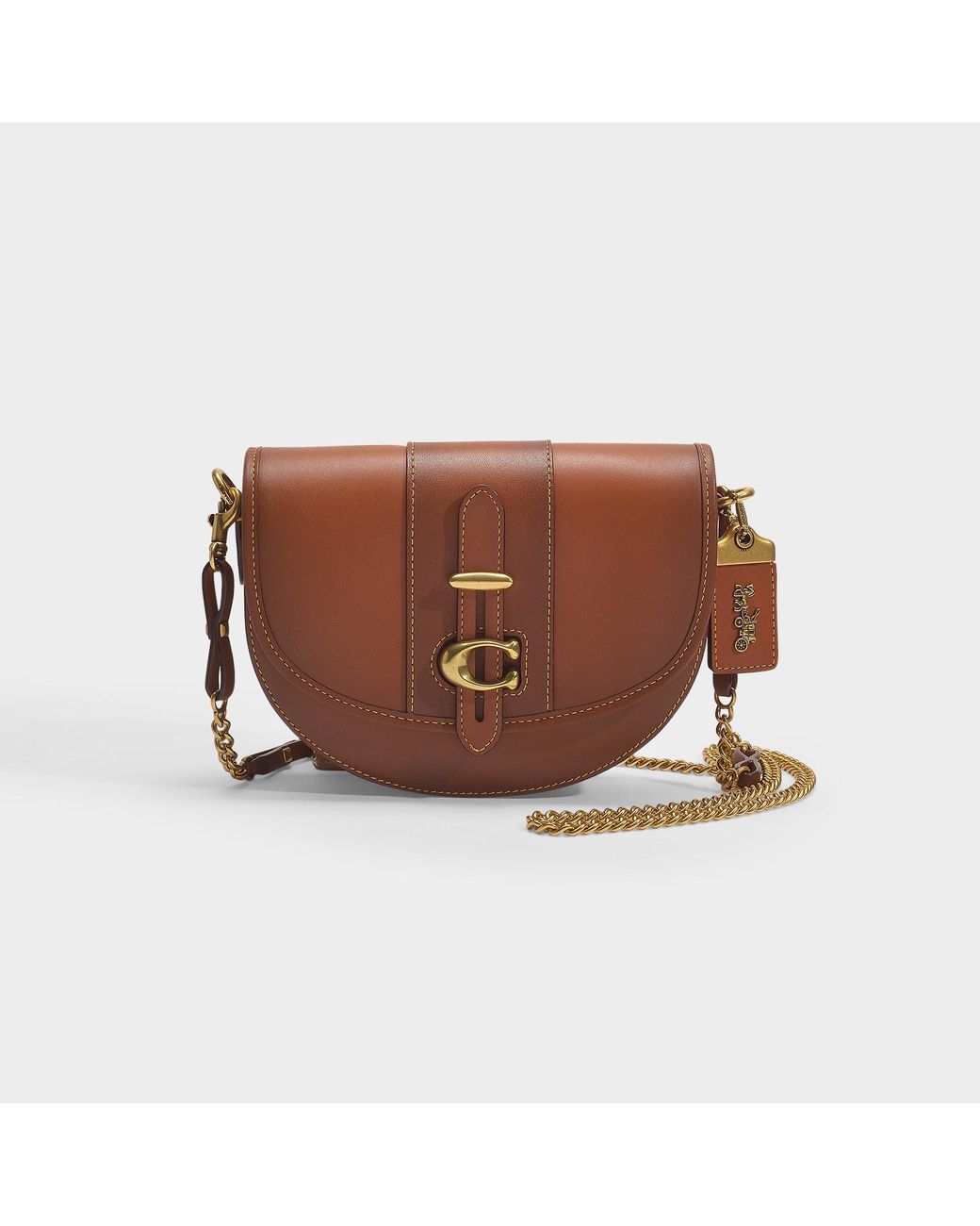 COACH Saddle Bag 20 In Brown Leather Lyst