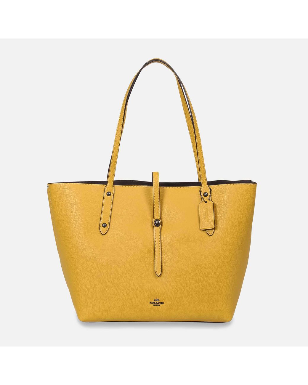 Coach Beige/Custard Yellow Leather Park Metro Shopper Tote Coach