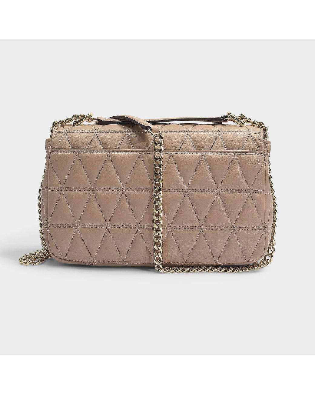 MICHAEL Michael Kors Sloan Large Chain Shoulder Bag In Truffle Quilted  Lambskin in Natural | Lyst