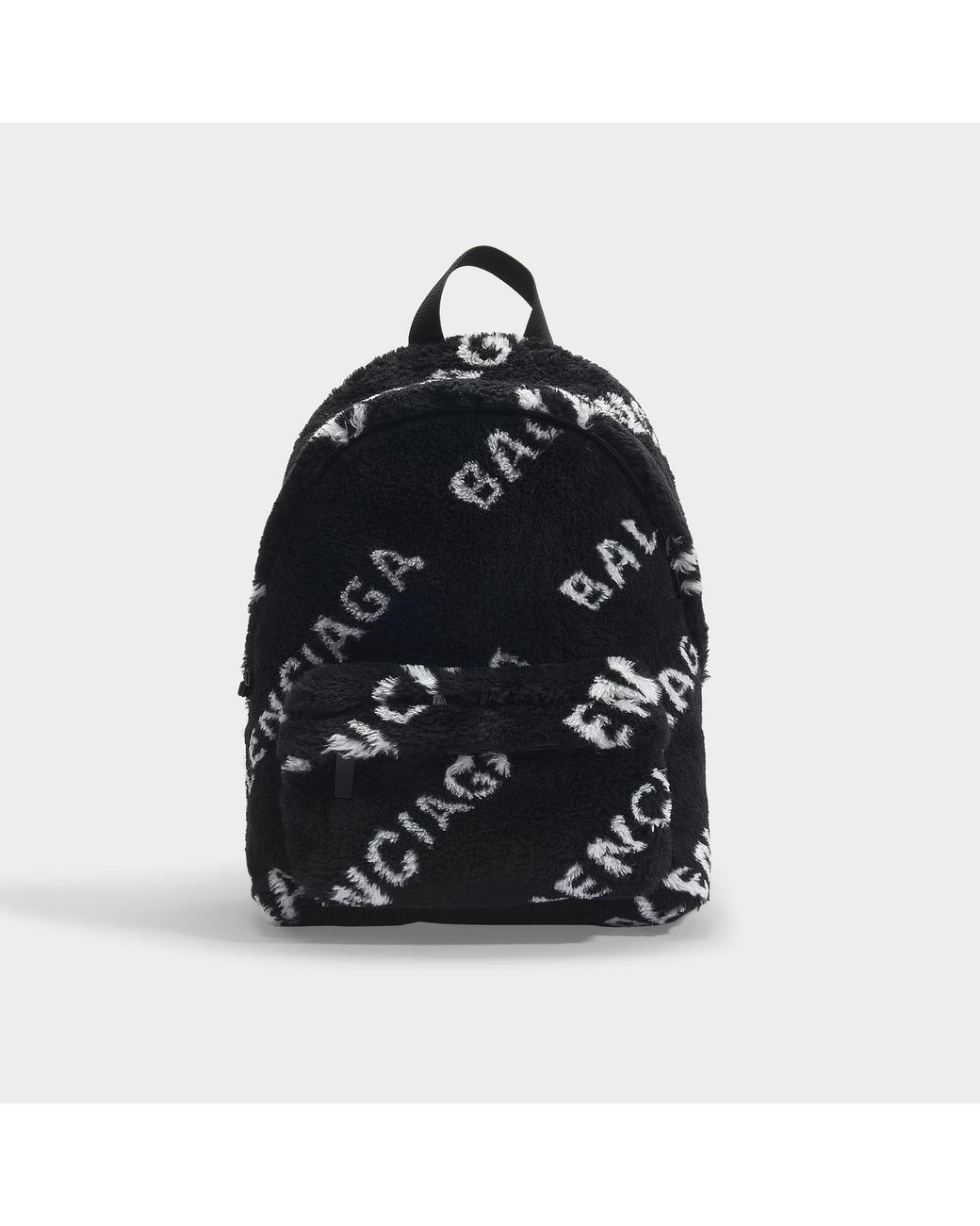 Balenciaga Everyday S Backpack In Black Logo Diagonal Fake Fur | Lyst