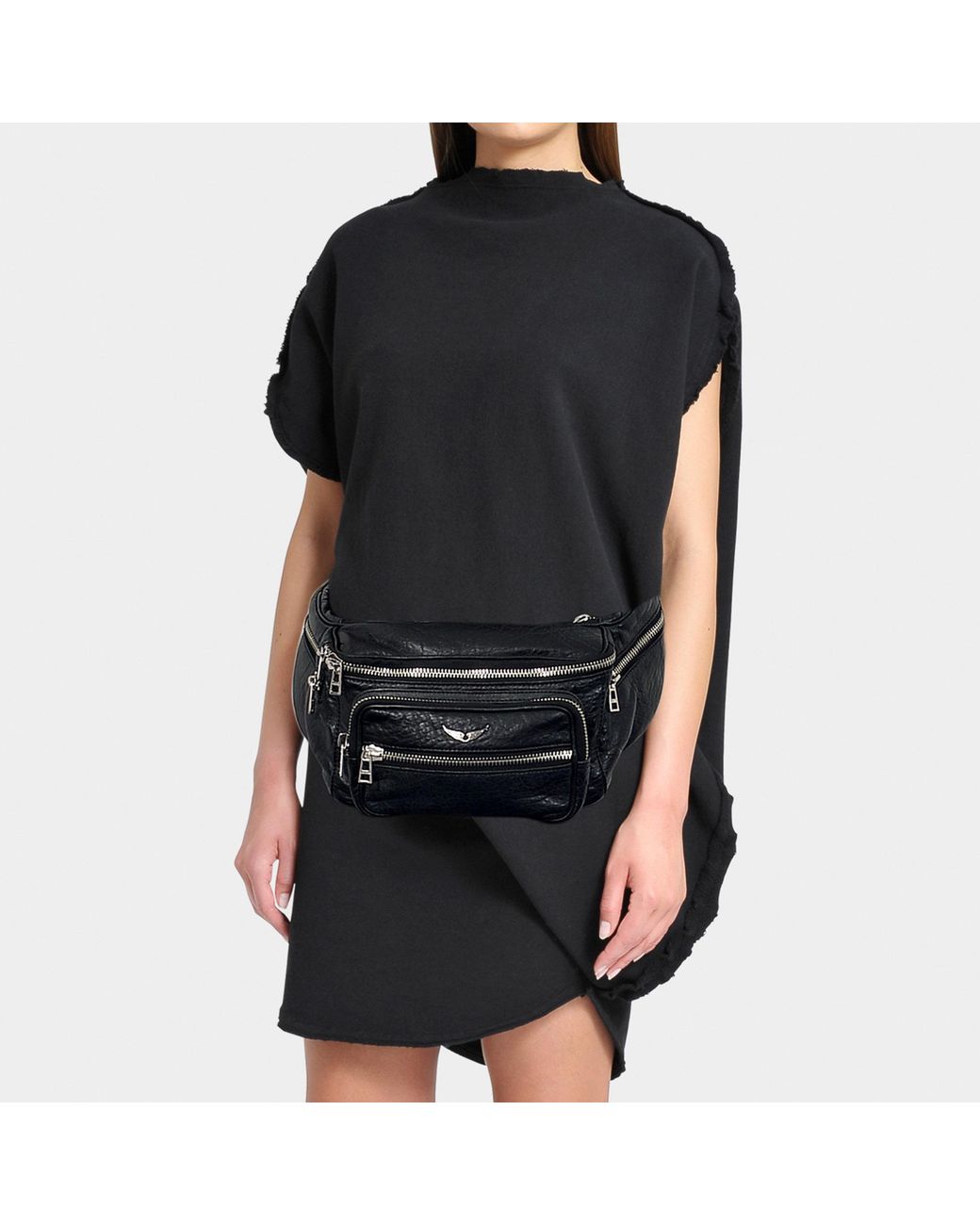 Zadig & Voltaire Bubble Fanny Pack In Black Calfskin | Lyst