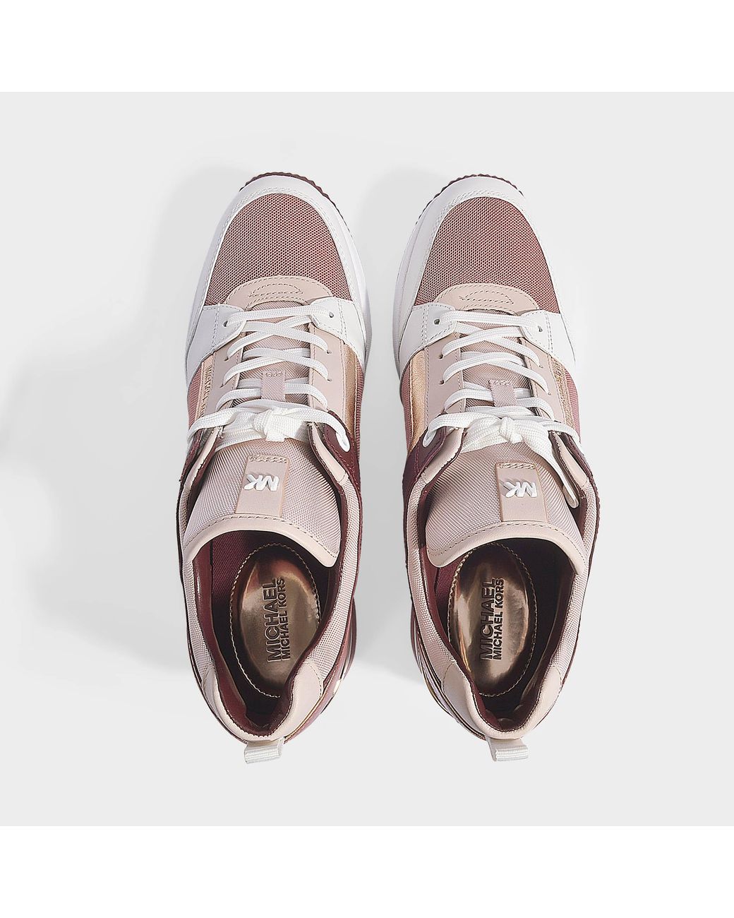 MICHAEL Michael Kors Georgie High Heel Sneakers In Pink Leather, Small Air  Mesh And Metallic Nappa | Lyst