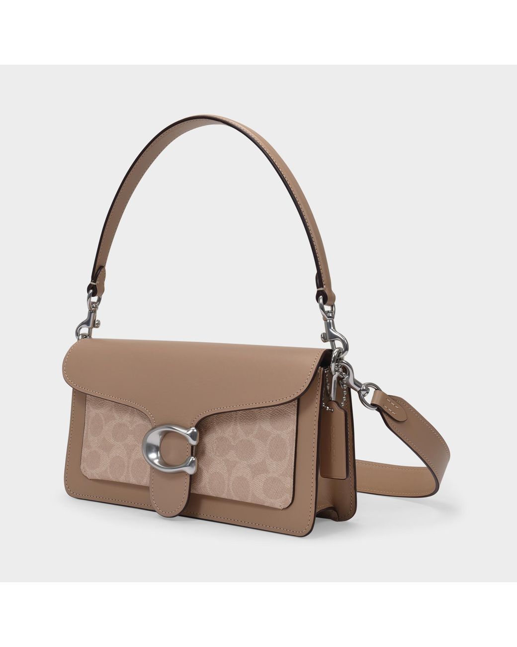 COACH Tabby 26 Shoulder Bag In Taupe Signature Coated Canvas in