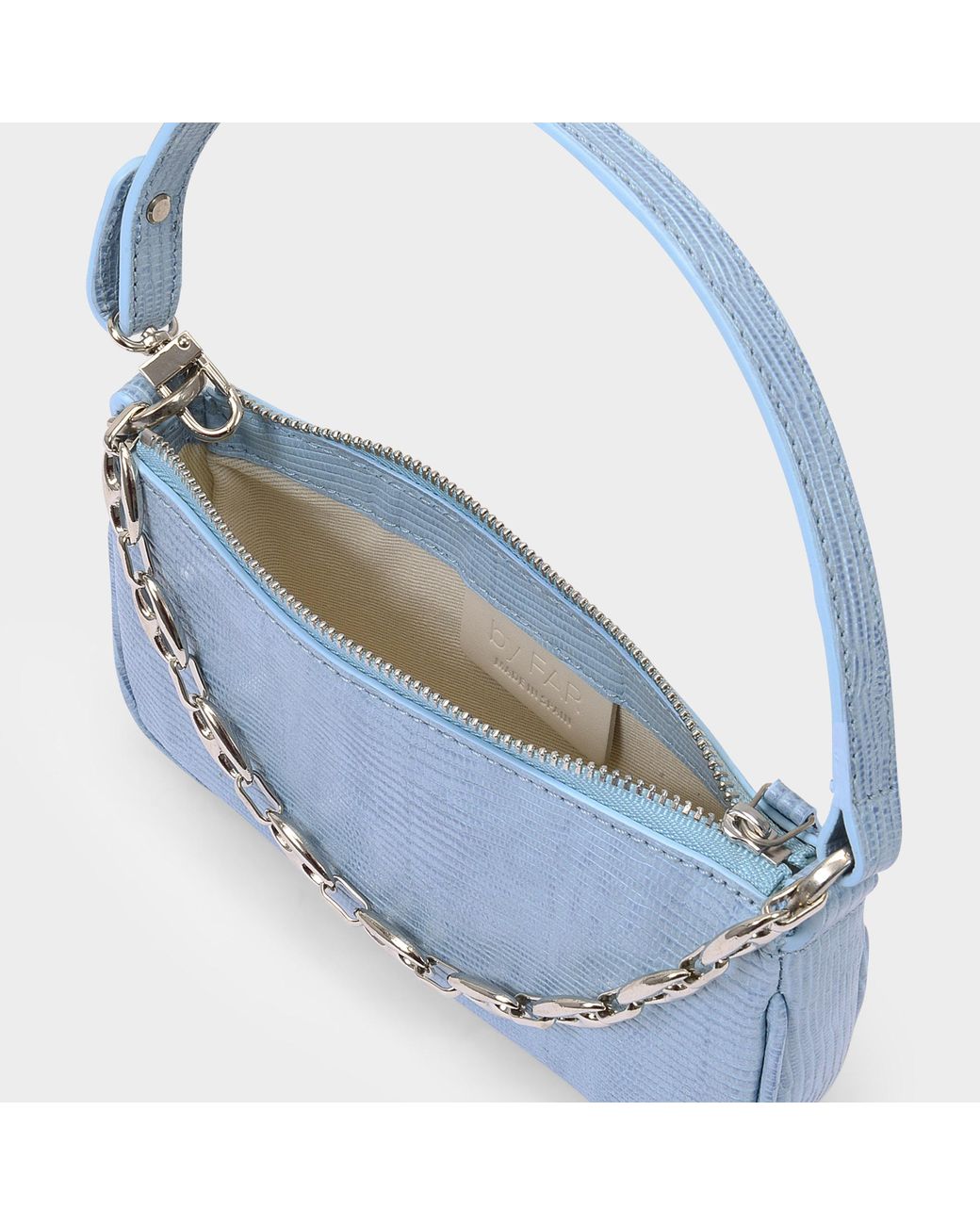 BY FAR Mini Rachel Sky Blue Lizard Embossed Leather Bag Lyst