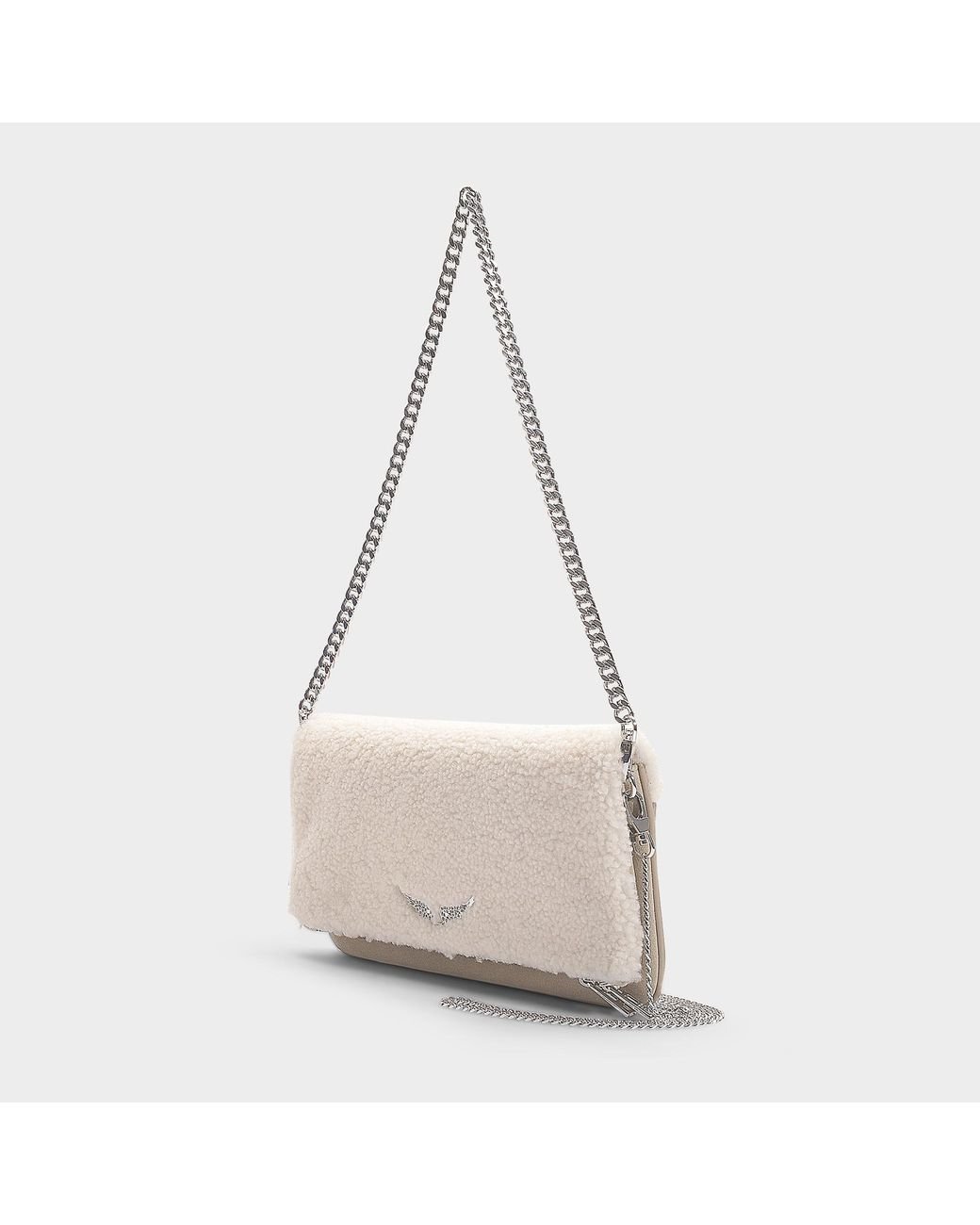Zadig & Voltaire Rock Shearling Crossbody Bag In Cream Calfskin in Natural  | Lyst