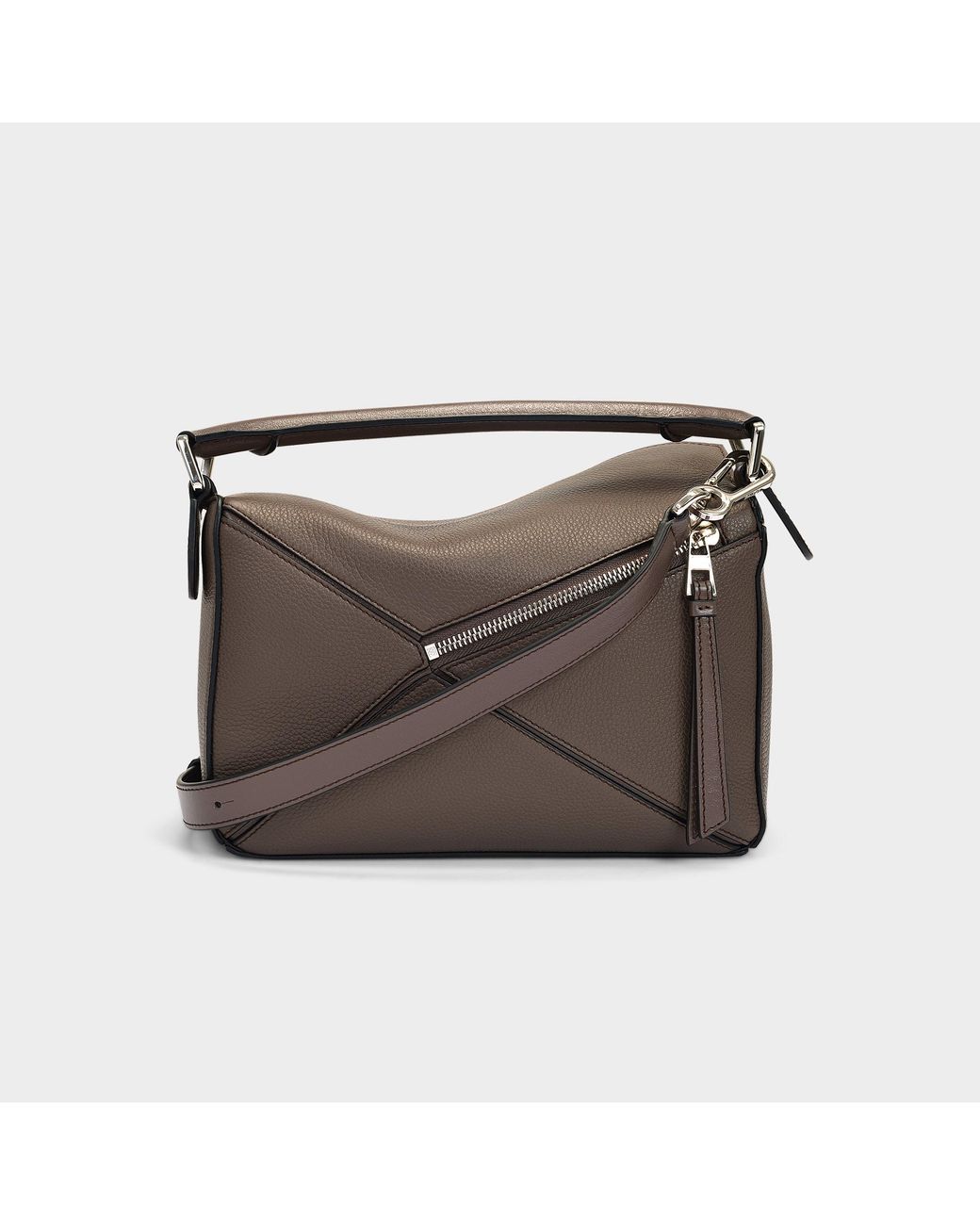 LOEWE Small Puzzle Classic Calfskin Shoulder Bag Black/Taupe