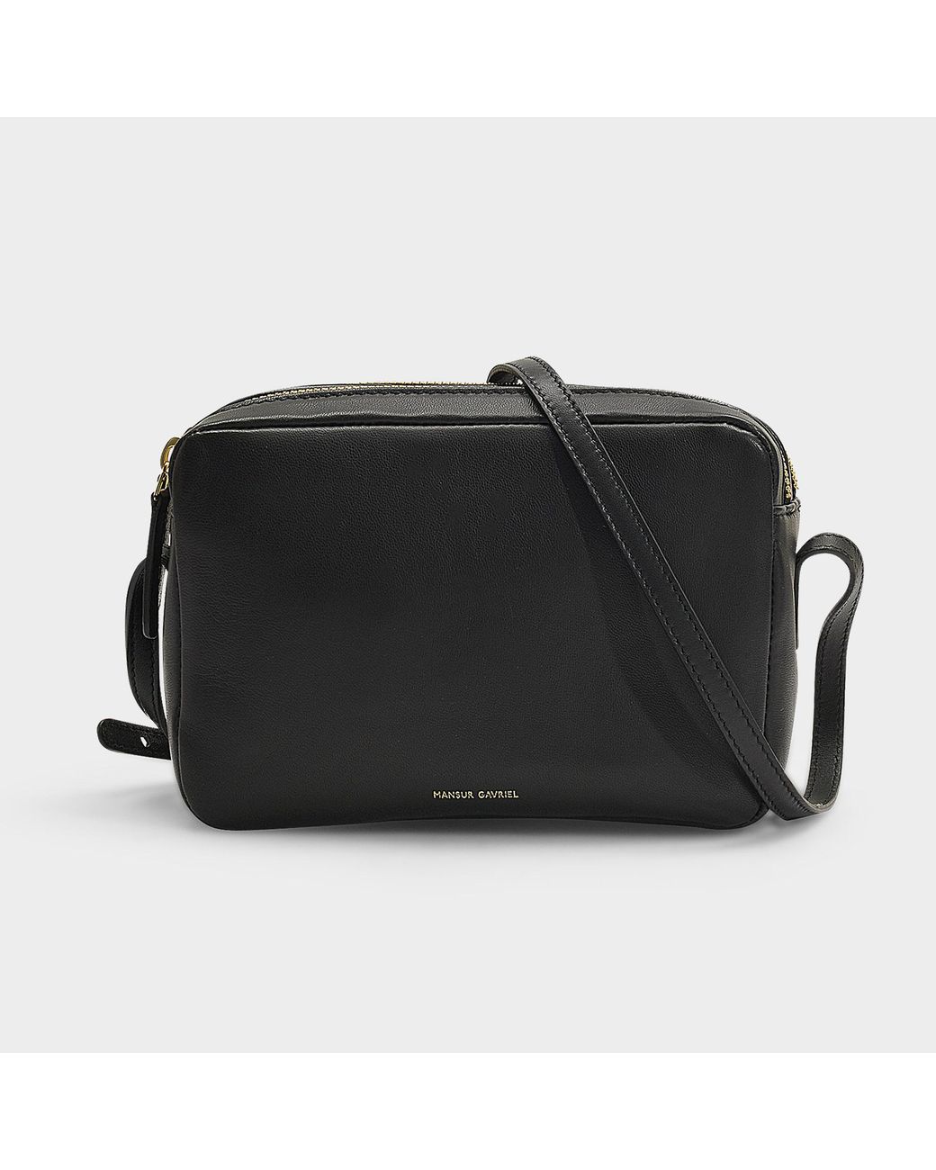 Mansur Gavriel Double Zip Crossbody Bag In Black Lambskin Lyst Canada
